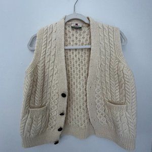 Vintage Cream Wool Sweater Vest